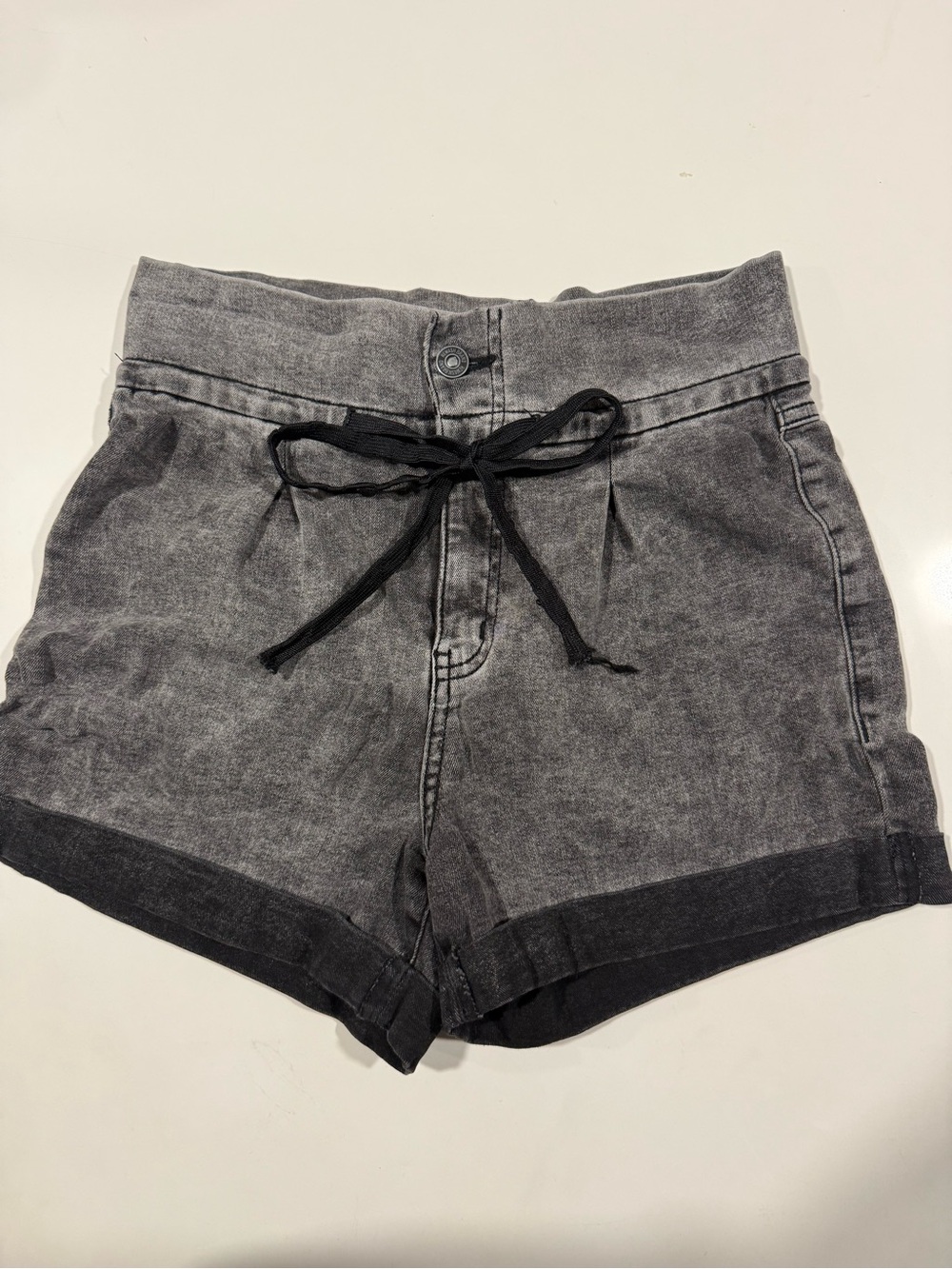 Rewash Gray Washed Denim-Style Drawstring Shorts